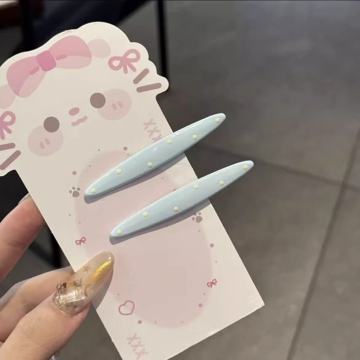 Creamy Polka Dot Duckbill Clips Macaron Color Hair Barrettes Sweet Side Hair Pins