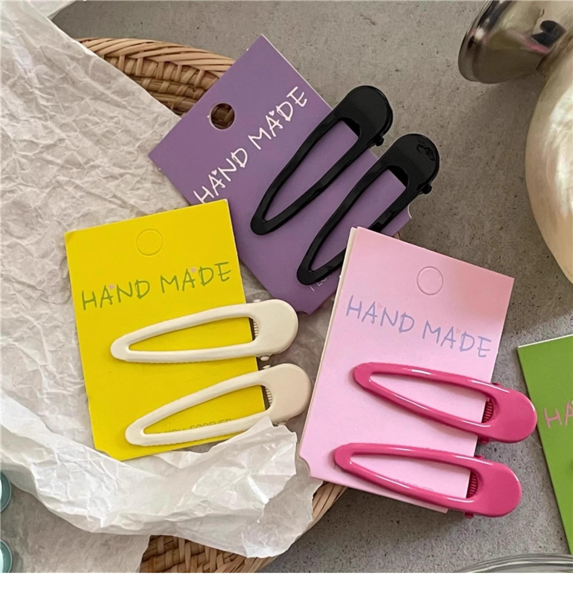 Macaron Color Oval No-Bend Hair Clips Colorful Side Barrettes