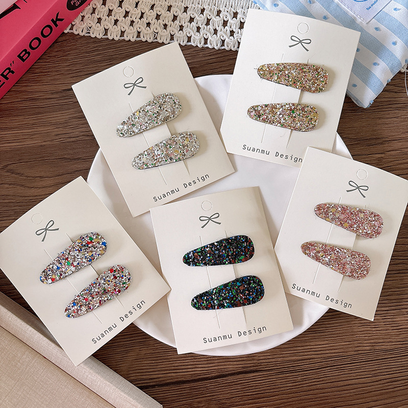 Glitter Sequin Waterdrop Hair Clips Colorful Sparkle Side Barrettes Bling Hair Pins for Women