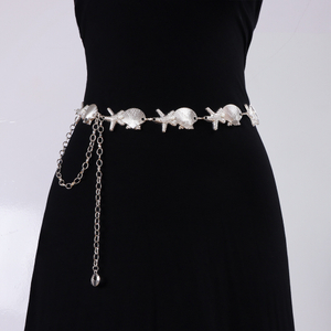 Seashell Starfish Link Waist Chain - Boho Beach Adjustable Dress Belt