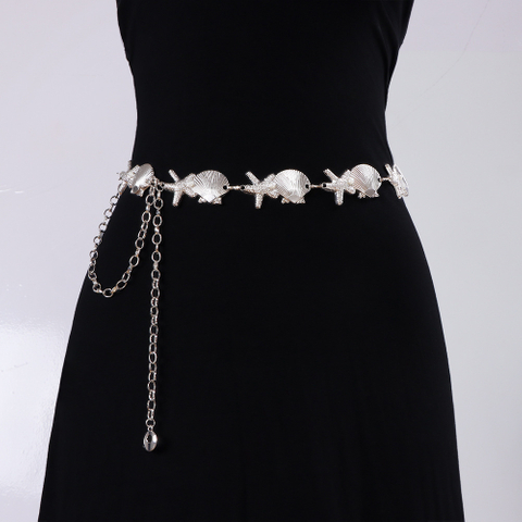 Seashell Starfish Link Waist Chain - Boho Beach Adjustable Dress Belt