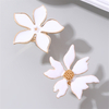 White Enamel Flower Ring for Women, Gold Tone Oversized Floral Statement Ring