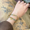Chinese Style Wood Stone Jade Multi-Layer Bracelet, Retro Zen Jewelry
