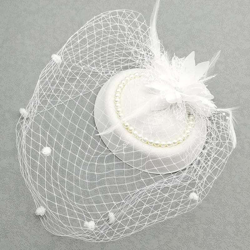 Vintage Pearl Mini Hat Lace Hair Band