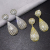 European & American Luxury Full Rhinestone Waterdrop Hot Air Balloon Earrings