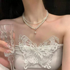 Vintage-Inspired Double Pearl Chain Necklace | Timeless Pearl Drop Accessory