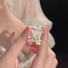 Silver Floral Branch Open Ring Set – Delicate Gold Accent Flower Statement Rings, Nature Inspired Jewelry for Women
