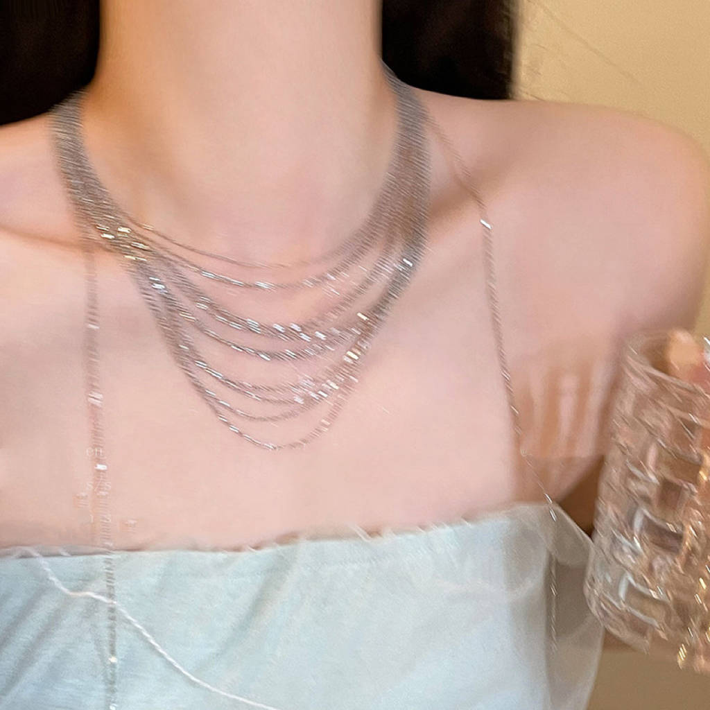 Layered Tassel Clavicle Necklace