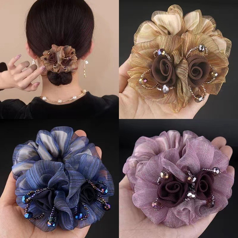Korean Floral Mesh Scrunchie