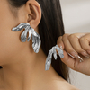 Light Luxury Textured Metal Petal Stud Earrings for Party & Daily