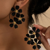 Vintage Camellia Flower Hoop Earrings