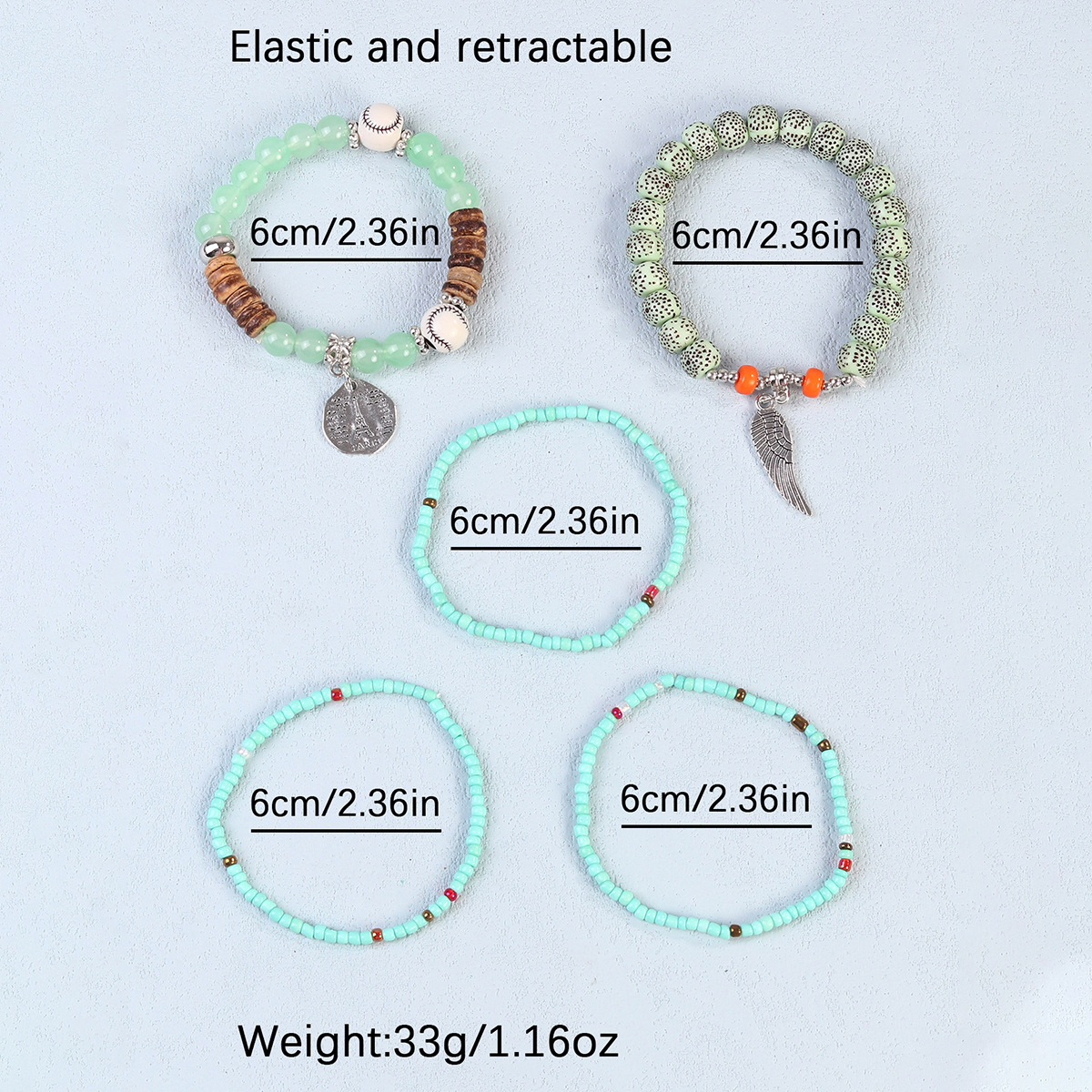 Boho Multi-Layer Beaded Bracelet Set with Turquoise Howlite Accents Stackable Beachy Jewelry