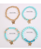 4pcs/Set Elegant Gold Butterfly Charm Beaded Bracelets Stackable Crystal Pearl Bracelet Set