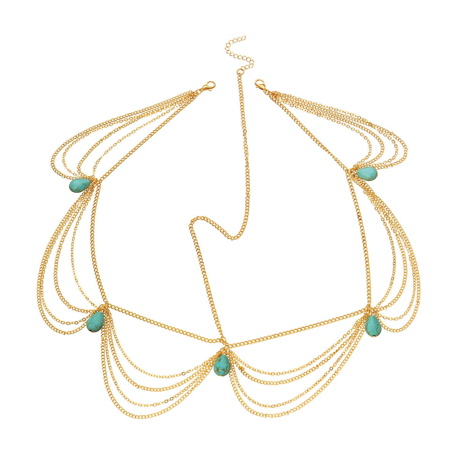 European Multi-Layer Turquoise Drop Head Chain for Women