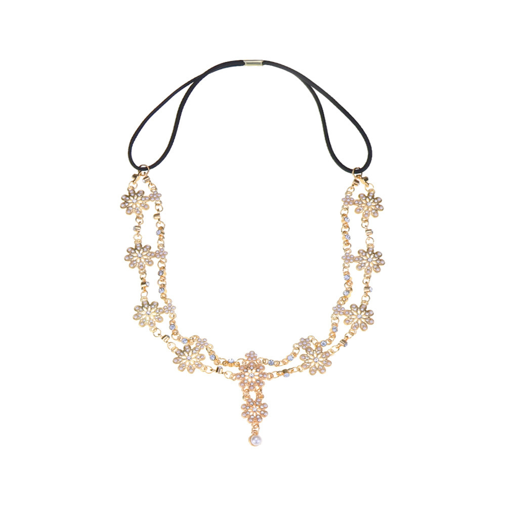 Pearl Flower Tassel Headband Head Chain