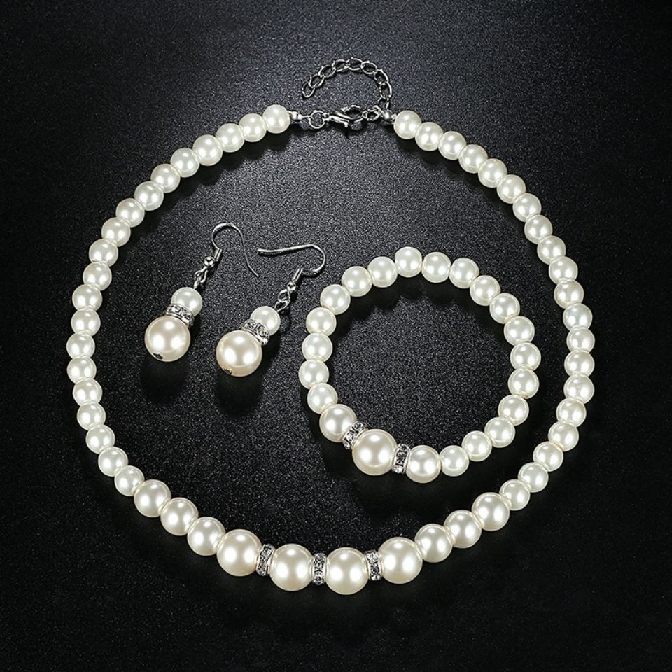 Women Pearl Jewelry 3 Piece Set