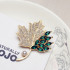 French Maple Leaf Zircon Brooch