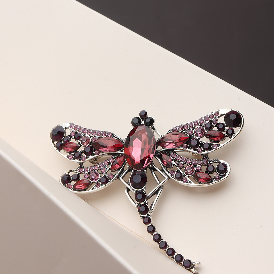 Teal Green Crystal Dragonfly Brooch