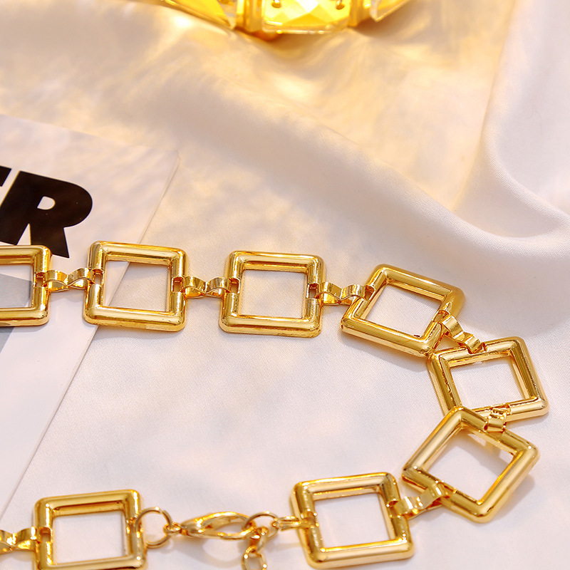 Gold Square Link Waist Chain