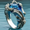 Ocean Wave Enamel Ring Collection – Blue/Purple Crystal Wave Statement Ring for Women Ocean Inspired Jewelry