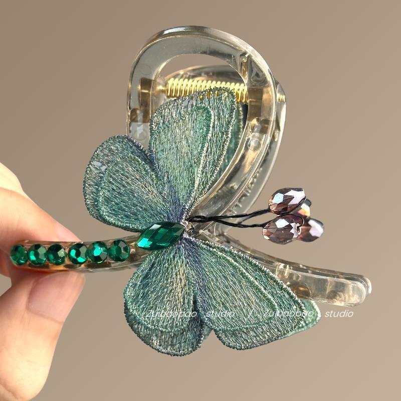 Vintage Embroidered Butterfly Hair Claw