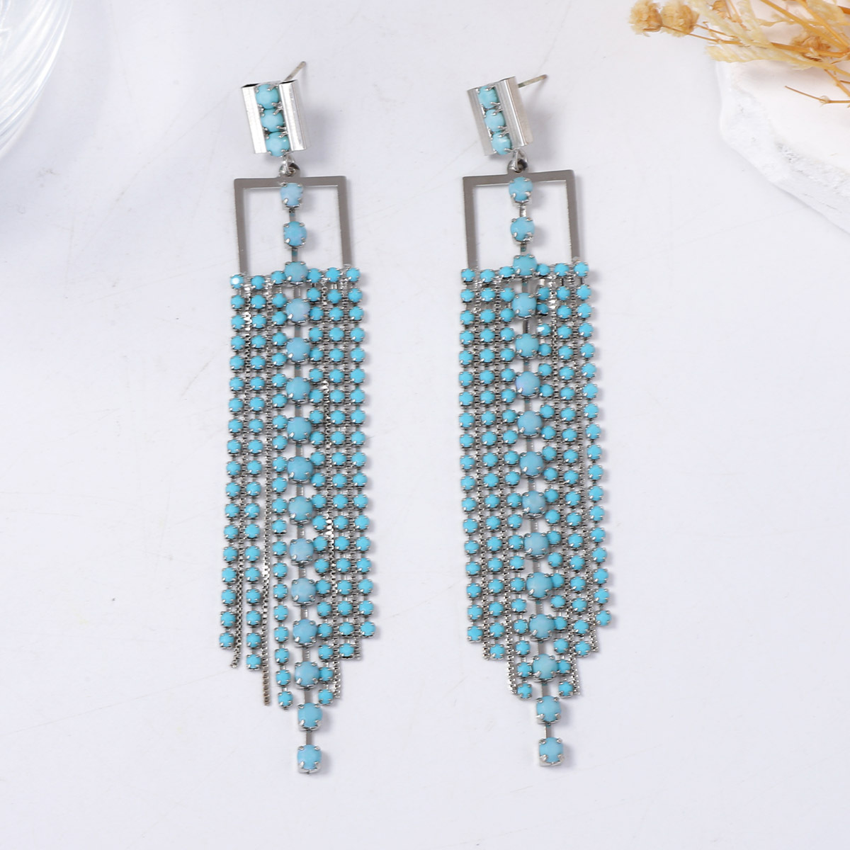 Cross-Border Long Geometric Tassel Earrings for Women