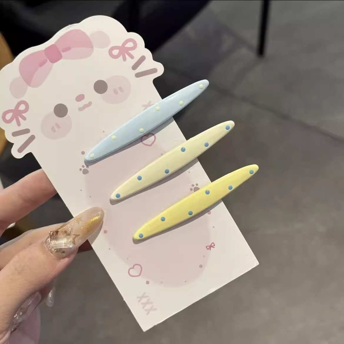 Creamy Polka Dot Duckbill Clips Macaron Color Hair Barrettes Sweet Side Hair Pins