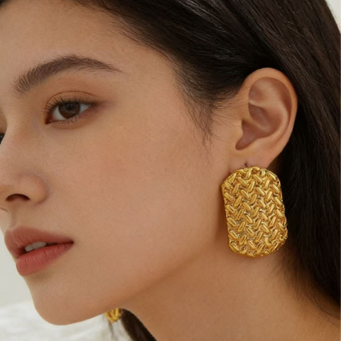 18K Gold Plated Knot Bow Earrings