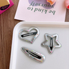 Silver Faux Leather Colorful Dot Hair Clips Star Heart Wave Barrettes