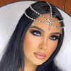 Pink Teardrop Rhinestone Headpiece Boho Forehead Chain Party Head Jewelry