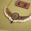 Vintage Metal Jewelry Set Bohemian Round Pearl Earrings Necklace