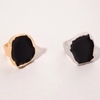 Irregular Gold-Edged Black Enamel Ring