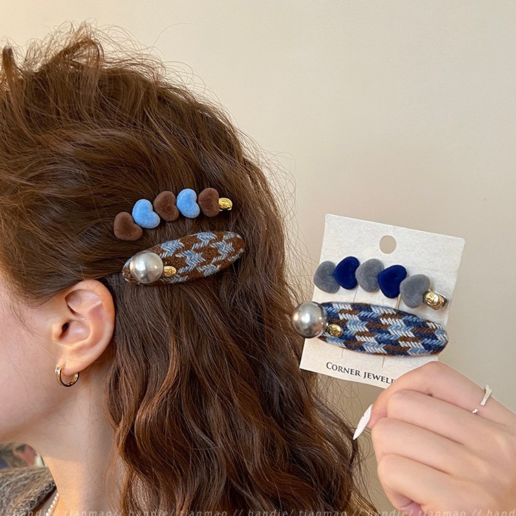 High-End Heart Color Block Hair Clip