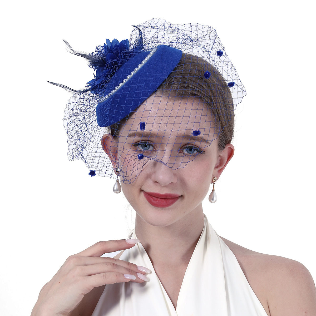 Vintage Pearl Mini Hat Lace Hair Band