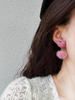 Sweet Heart Pom Pom Earrings Soft Pink Plush Ball Drop Earrings Cute Girlish Jewelry 