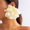 Oversized Fabric Flower Statement Earrings