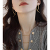 S925 Sterling Silver Needle Cross Curve Earrings