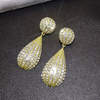 European & American Luxury Full Rhinestone Waterdrop Hot Air Balloon Earrings