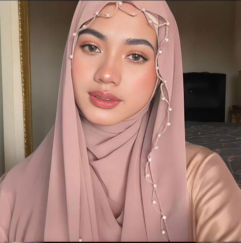 Modest Muslim Headscarf Luxury Pearl Embellished Soft Breathable Fabric Ideal for Daily & Formal Wear