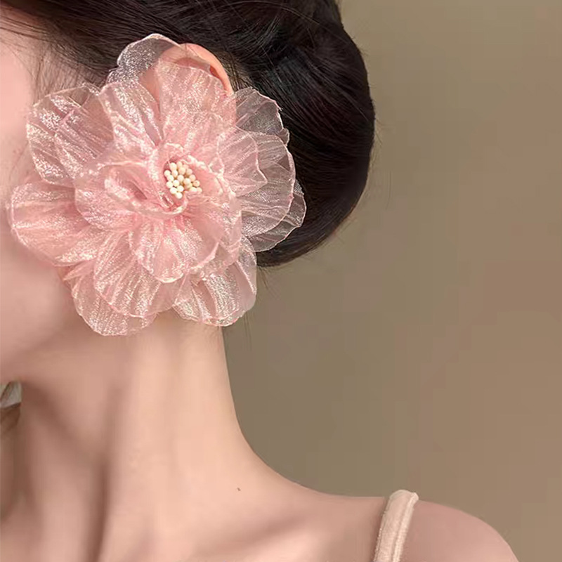 Fairy Tulle Crystal Flower Earrings