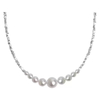 Shimmering Silver Chain with Curved Pearl Smile Necklace | Elegant Bridal Jewelry