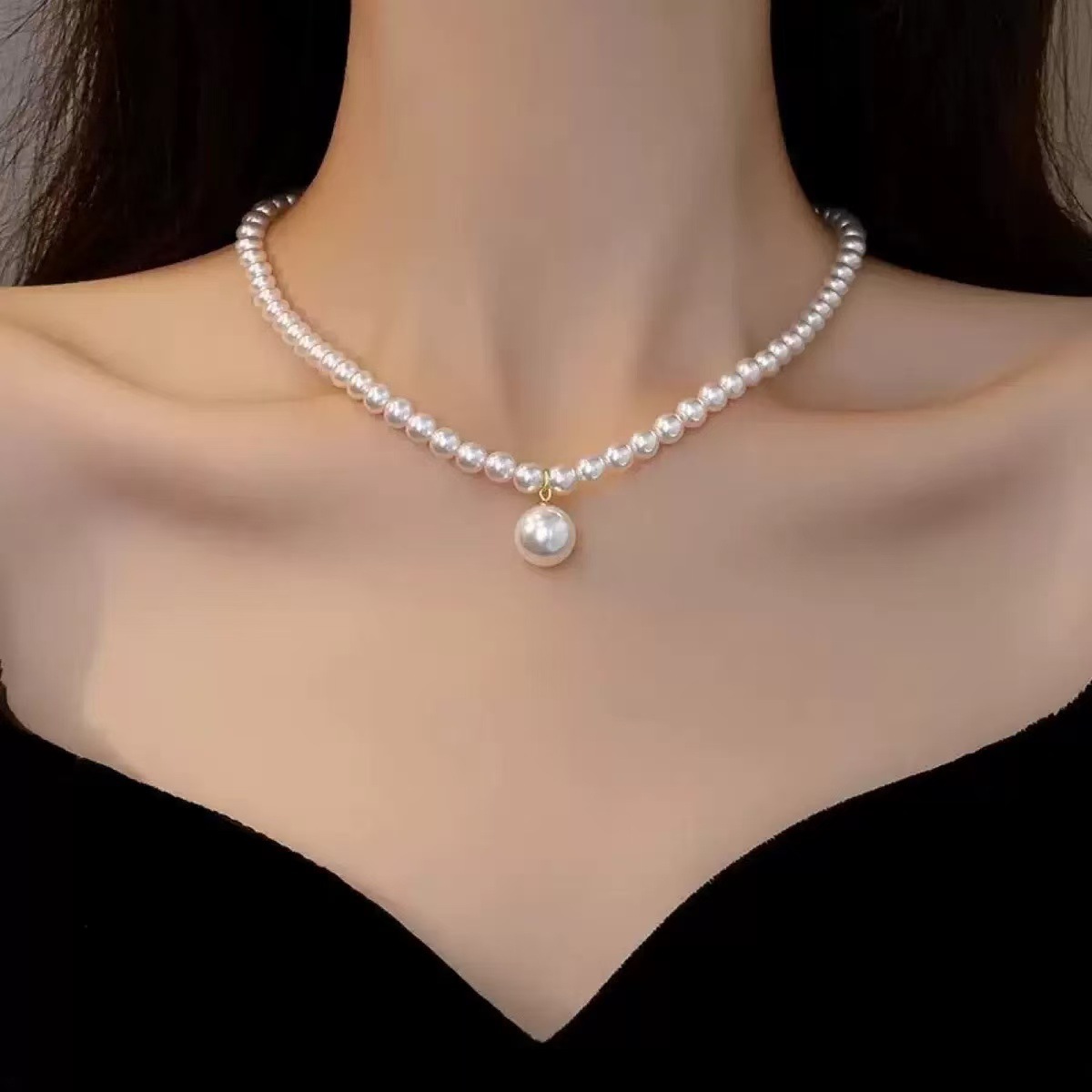 Elegant Pearl Choker with Center Drop Pearl | Feminine Luxury Jewelry for Women