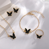 Korean Style Pink Enamel Butterfly Jewelry Set