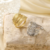 Adjustable Palm Leaf Ring Gold Plated Hollow Leaf Band Fashion Bohemian Ring for Daily Wear