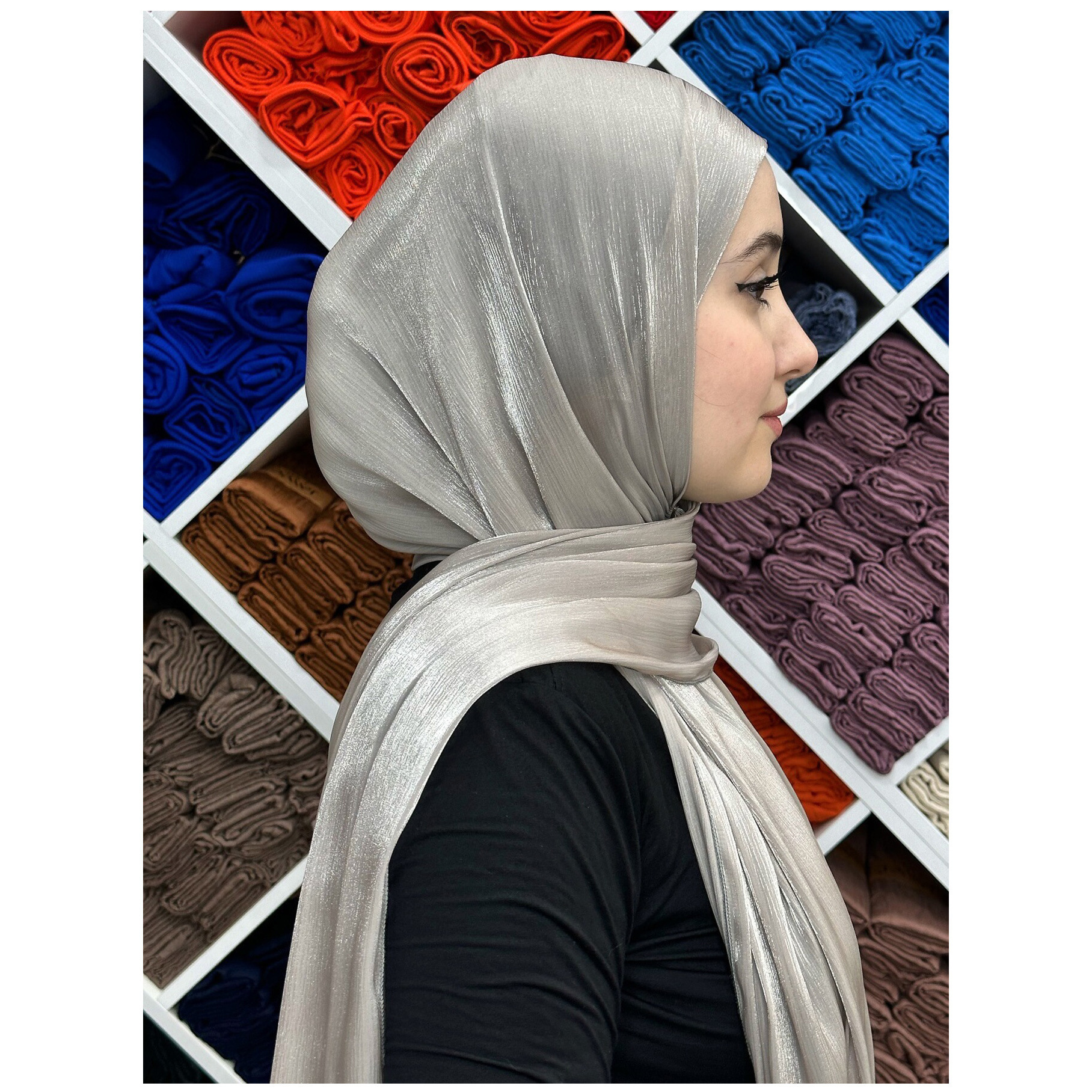 Shimmer Chiffon Hijab Scarf for Women Glitter Metallic Islamic Head Scarf Modest Sparkle Hijab for Party And Daily Wear