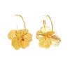French Retro Openwork Flower Hoop Earrings, High Sense Metallic Petal Earrings
