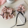 Pink Polka Dot Satin Scrunchie with Bow