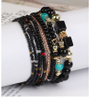 Boho Multi-Layer Beaded Bracelet Set with Turquoise Howlite Accents Stackable Beachy Jewelry