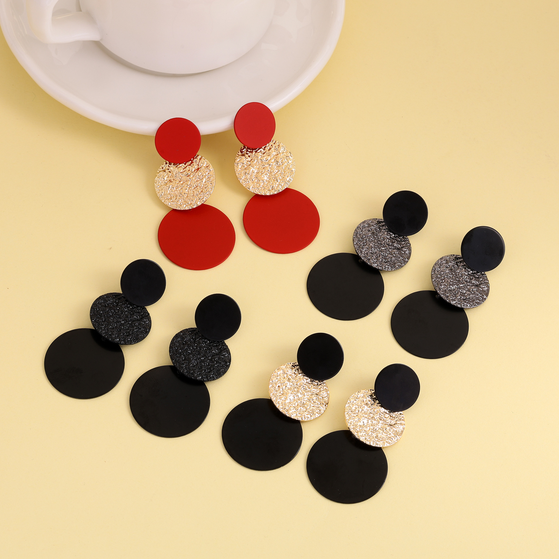 Creative Geometric Round Patch Earrings