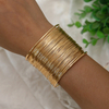 Bold Multi-Layer Wire Cuff Bracelet | Statement Gold Tone Metal Bangle